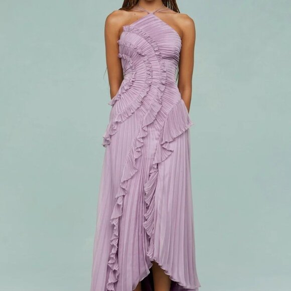 Halter Neck Pleated Backless Dress in Pink Size L - Picture 1 of 6